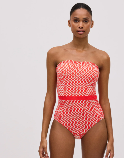 Bañador bandeau estampado piqué Ysabel Mora