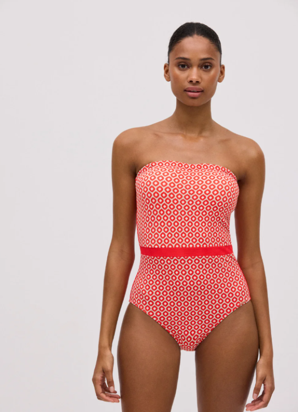 Bañador bandeau estampado piqué Ysabel Mora