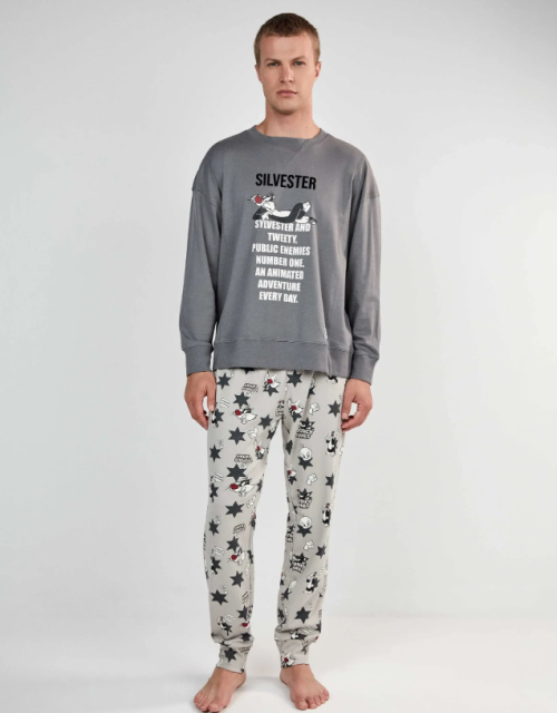 Pijama gris hombre Looney Tunes de Silvester Gisela