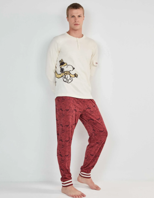 Pijama hombre Snoopy crudo Gisela